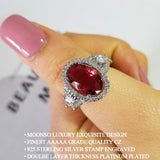 NEW  Designer Luxury Red Stone Oval Cut AAA+ Quality CZ Diamonds Fashion Rings