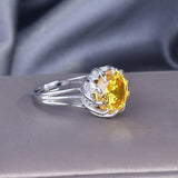 Elegant New Arrival Luxury Yellow Lotus Design AAA+ Cubic Zirconia Diamonds Rings - Rings Universe