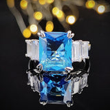 Gorgeous New Arrival Luxury Blue Yellow Color Rectangle AAA+ CZ Diamonds Fashion Rings - Rings Universe