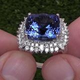 New Arrival Luxury Purple Color Cushion Cut Large AAA+ Quality CZ Diamonds Fashion Rings
