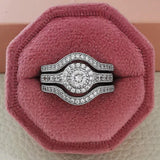 QUALITY RINGS Luxury Halo Three-piece Set Combination AAA+ CZ Diamonds Rings Set - Rings Universe