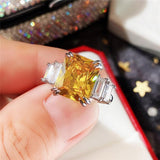 Gorgeous New Arrival Luxury Blue Yellow Color Rectangle AAA+ CZ Diamonds Fashion Rings - Rings Universe