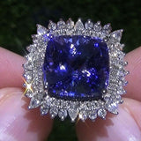 New Arrival Luxury Purple Color Cushion Cut Large AAA+ Quality CZ Diamonds Fashion Rings