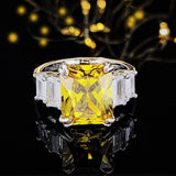 Excellent New Arrival Luxury Blue Yellow Color Rectangle AAA+ CZ Diamonds Fashion Rings - Rings Universe
