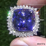 New Arrival Luxury Purple Color Cushion Cut Large AAA+ Quality CZ Diamonds Fashion Rings