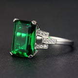 NEW ARRIVAL -  Elegant Designer Green rectangle cut AAA+ Quality CZ Diamonds Luxury Rings