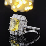 NEW Luxury Yellow Color Princess Cut AAA+ Quality CZ Diamonds Engagement Fashion Rings - Rings Universe
