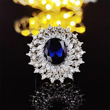 Delightful New Luxury Blue Color Oval Cut AAA+ Cubic Zirconia Diamonds Fashion Rings