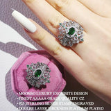 QUALITY RINGS Designer Luxury Green Round Retro Court Style AAA+ CZ Diamonds Rings - Rings Universe