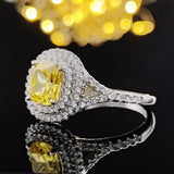 New Arrivals Stunning Pink Yellow Cushion Cut AAA+ Quality CZ Diamonds Luxury Rings