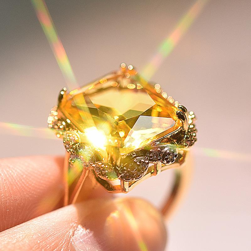 HOYON Hyperbole 14K Gold Color Topaz Ring for Women 925 Sliver Color  Bizuteria Bague Medium Yellow Gemstone Jewelry Free Ship - AliExpress