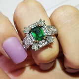 New Arrival Luxury Green Color Princess Cut Marvelous AAA+ Quality CZ Diamonds Ring