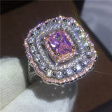 NEW ARRIVAL Dazzling Pink Multi Color Princess Cut AAA+ Quality CZ Diamonds Rings