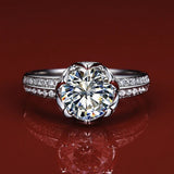 New Arrival Luxury Lotus Design Round Cut AAA+ Quality CZ Diamonds Fashion Rings