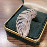 NEW VINTAGE RINGS Feather CZ Diamond 925 sterling silver Promise Engagement Ring