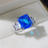 Gorgeous New Arrival Luxury Blue Yellow Color Rectangle AAA+ CZ Diamonds Fashion Rings - Rings Universe