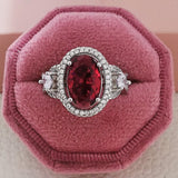 NEW  Designer Luxury Red Stone Oval Cut AAA+ Quality CZ Diamonds Fashion Rings