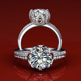 New Arrival Luxury Lotus Design Round Cut AAA+ Quality CZ Diamonds Fashion Rings
