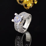 New Arrival - Luxury Halo silver color Round Cut Designer AAA+ Quality CZ Diamonds Rings