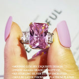 New Luxury Pink Designer Princess Cut AAA+ Quality CZ Diamonds Engagement Rings