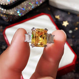 Gorgeous New Arrival Luxury Blue Yellow Color Rectangle AAA+ CZ Diamonds Fashion Rings - Rings Universe