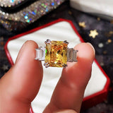 Excellent New Arrival Luxury Blue Yellow Color Rectangle AAA+ CZ Diamonds Fashion Rings - Rings Universe