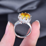 Elegant New Arrival Luxury Yellow Lotus Design AAA+ Cubic Zirconia Diamonds Rings - Rings Universe