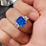 Gorgeous New Arrival Luxury Blue Yellow Color Rectangle AAA+ CZ Diamonds Fashion Rings - Rings Universe