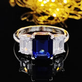 NEW ARRIVAL New Luxury Blue Color Rectangle AAA+ Quality CZ Diamonds Fashion Rings - Rings Universe