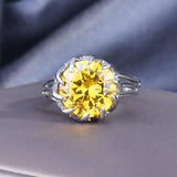 Elegant New Arrival Luxury Yellow Lotus Design AAA+ Cubic Zirconia Diamonds Rings - Rings Universe