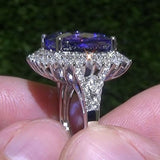 New Arrival Luxury Purple Color Cushion Cut Large AAA+ Quality CZ Diamonds Fashion Rings