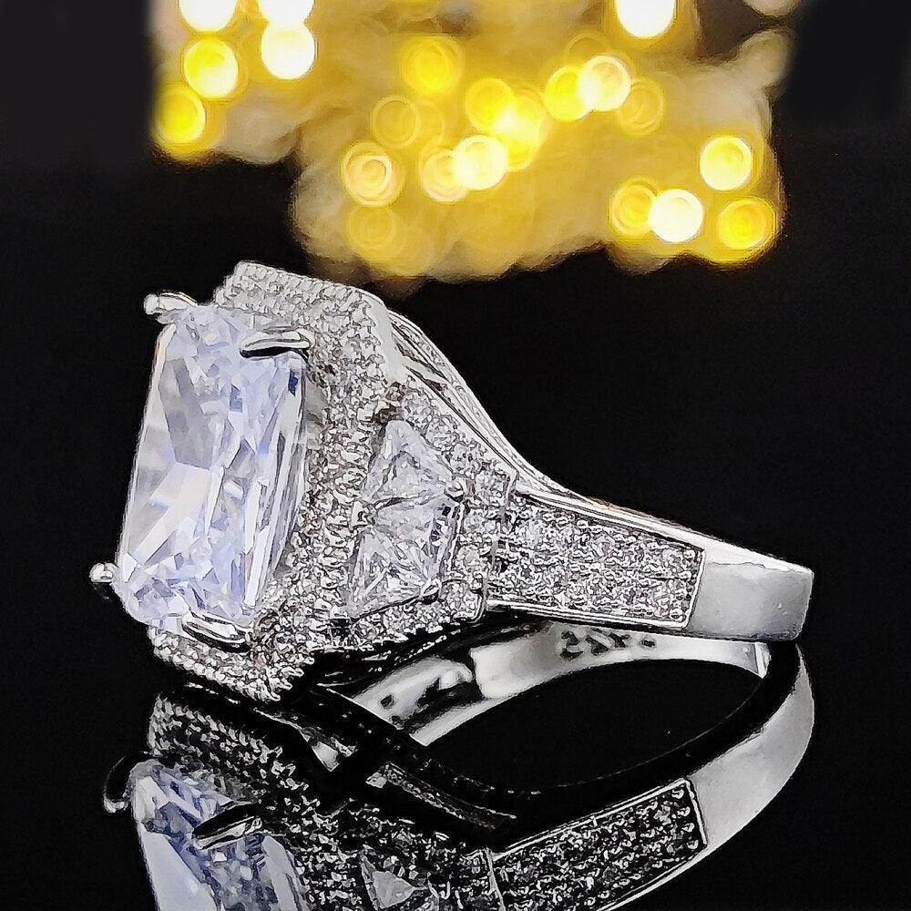 2023 New Big Luxury Vintage Retro Silver Color Engagement Wedding Ring for  Women Female Gifts Jewelry Special Designer R4898