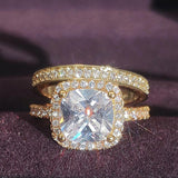 NEW ARRIVAL Fashion Gold color Silver color AAA+ Quality CZ Diamonds Bride Wedding ring set - Rings Universe