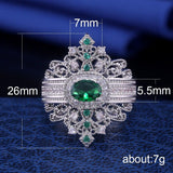 QUALITY RINGS Designer Luxury Green Round Retro Court Style AAA+ CZ Diamonds Rings - Rings Universe