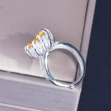 Elegant New Arrival Luxury Yellow Lotus Design AAA+ Cubic Zirconia Diamonds Rings - Rings Universe