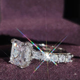 New Luxury Princess Cut Silver Color AAA+ CZ Diamonds Designer Engagement Rings - Rings Universe