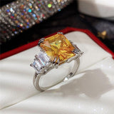 Gorgeous New Arrival Luxury Blue Yellow Color Rectangle AAA+ CZ Diamonds Fashion Rings - Rings Universe