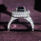 New Luxury Princess Cut Blue Color Rectangle AAA+ CZ Diamonds Fashion Engagement Ring - Rings Universe