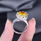 Elegant New Arrival Luxury Yellow Lotus Design AAA+ Cubic Zirconia Diamonds Rings - Rings Universe