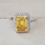 Gorgeous Silver Fashion Yellow Zircon Engagement Ring - ringsuniverse