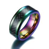 Trendy Multi-Color Carbon Fiber Tungsten Carbide Ring - Rings Universe
