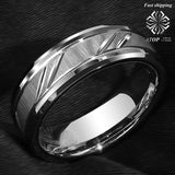 Silver Leaf Brushed Style Tungsten Wedding Ring - Rings Universe