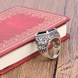 Vintage Textured Square Black Stone Signet Ring - ringsuniverse