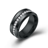 Black and Silver Color Cubic Zirconia Crystals Titanium Steel Rings For Women - ringsuniverse