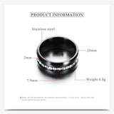 Black and Silver Color Cubic Zirconia Crystals Titanium Steel Rings For Women - ringsuniverse