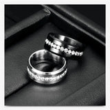 Black and Silver Color Cubic Zirconia Crystals Titanium Steel Rings For Women - ringsuniverse