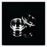 Black and Silver Color Cubic Zirconia Crystals Titanium Steel Rings For Women - ringsuniverse