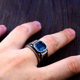 Stylish Square Embedding Green and Blue Crystal Rings - ringsuniverse