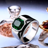 Stylish Square Embedding Green and Blue Crystal Rings - ringsuniverse
