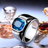 Stylish Square Embedding Green and Blue Crystal Rings - ringsuniverse